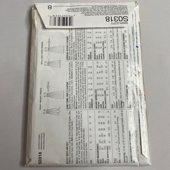 Simplicity Fairy Costume Pattern #S0318 Sprite Nymph Cosplay 8 10 14 16 18 UNCUT - Picture 7 of 12